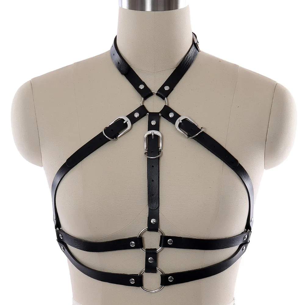 

Punk Leather Harness Women Erotic Sexy Lingerie Harajuku Body Bondage Restraint Chest Harness Cage Bra Sexy Underwear Suspenders