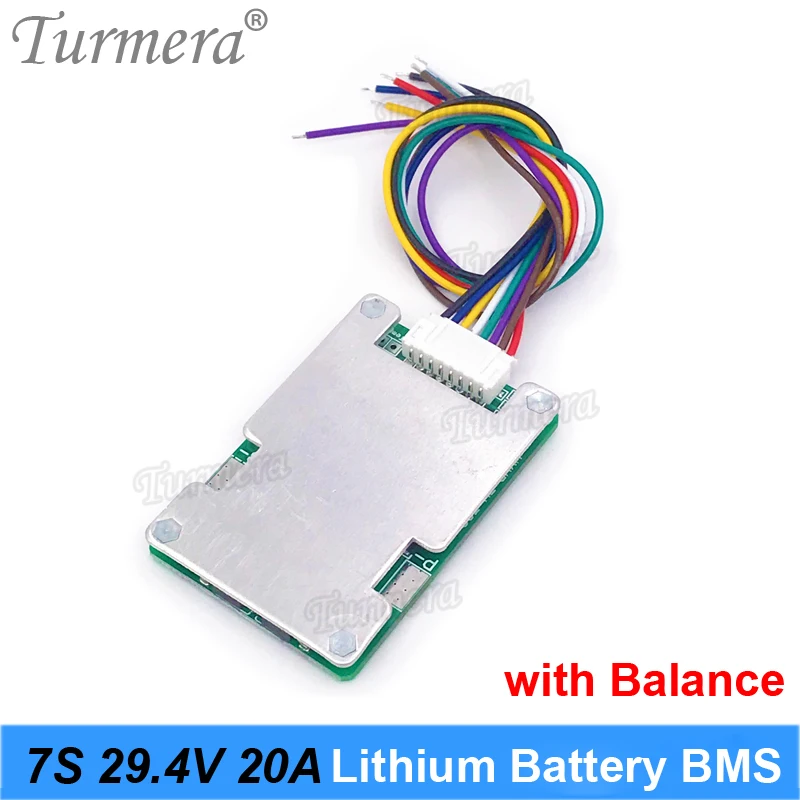 Turmera 3S 4S 5S 6S 7S 20A BMS 12V 16.8V 21V 25V 29.4V 18650 Li-ion Battery Protected Board with Balance for Screwdriver Battery