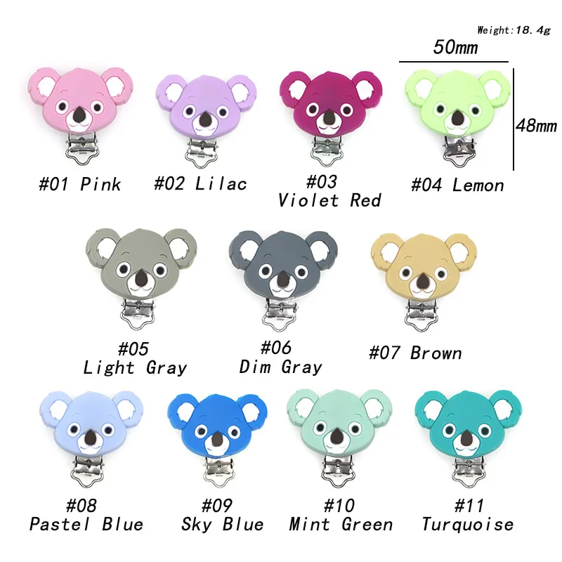 Kovict 3pc Koala Silicone Pacifier Clip Baby Food Grade Pacifier Chain DIY Necklace Bracelet Accessories For Jewelry Making