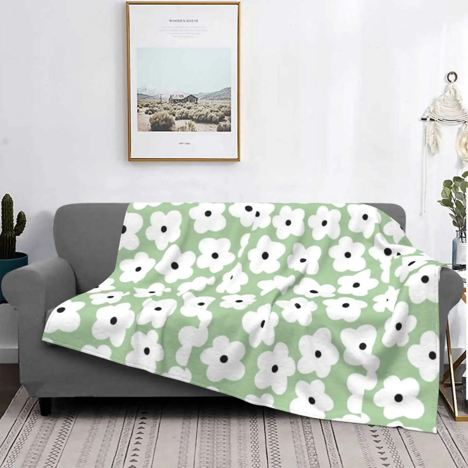 Green Daisy Creative Design Comfortable Flannel Blanket Friends Flowers Tv Movies Vibey Vibes Saying Quote Inspirational Summer