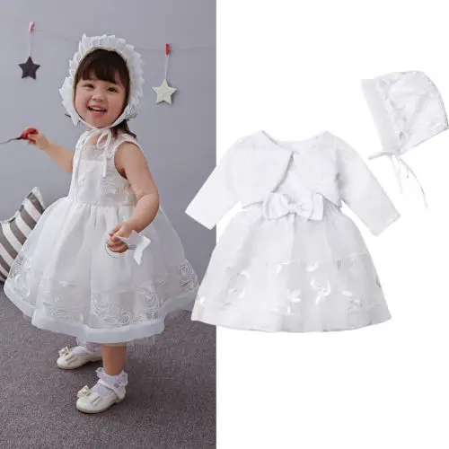 3pcs Baby Girls Princess Gown Dress Lace Christening Wedding Birthday Pageant Party Bridesmaid Formal Dresses Clothes