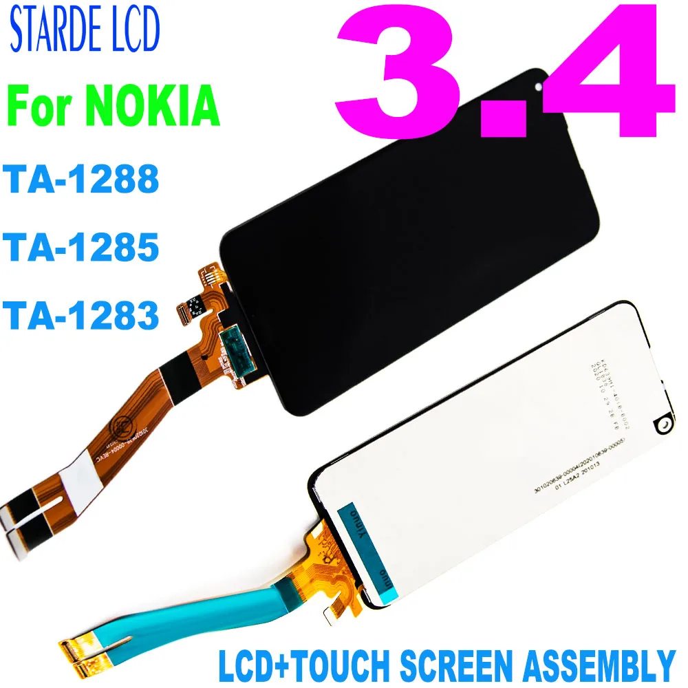 6.52'' Original For Nokia 3.4 LCD Display Touch Screen Digitizer Assembly Replacment TA-1288 TA-1285 TA-1283 LCD With Frame