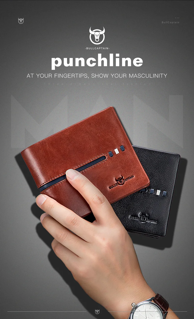 BULLCAPTAIN Echtes Leder Brieftasche Männlichen Marke Designer Business Brieftasche Multi-funktion Lagerung Geldbörse Rfid Karte Paket Brieftasche Männer – Detail 2