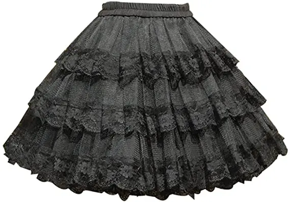 Vintage Sweet White/Black Cosplay Skirt Three Layer Lace Gothic Lolita Petticoat Tutu Skirt Crinoline Underskirt