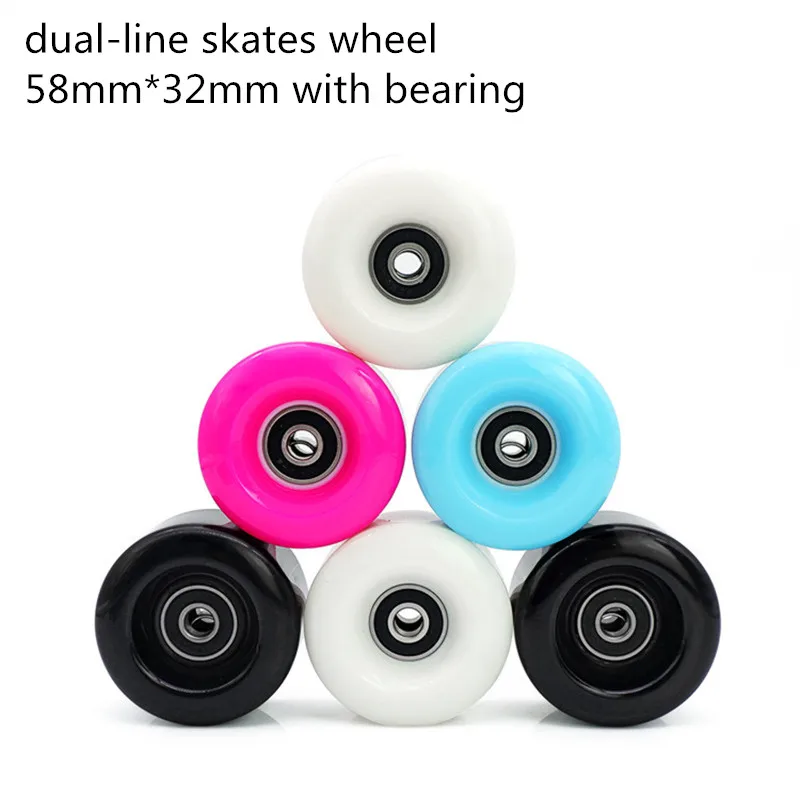 82A Roller Skates LED Wheel 58mm*32mm Durable PU Rodas Skateboard Road Asphalt Ground roller tyre ABEC7 608 Skating Wheel 8 pcs