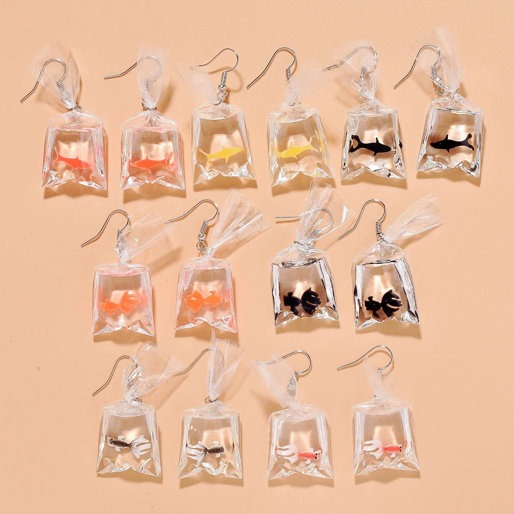 Fashion Creative Transparent Candy Goldfish Bag Earrings Female Personality Carp Resin Earrings Earrings