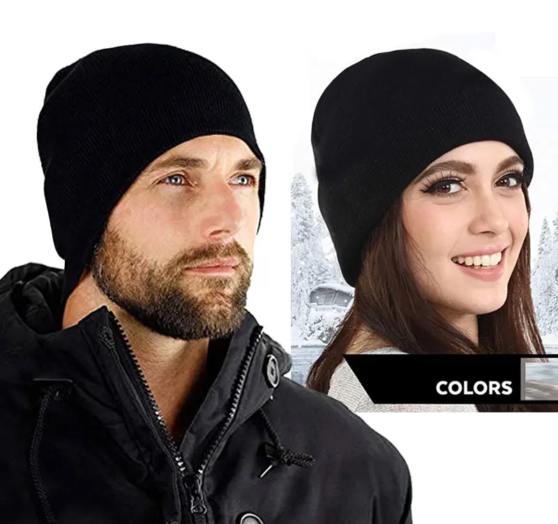 Skullies Beanies Männer Gestrickte Hut Winter Hüte Für Frauen Caps männer Winter Beanie Gorro Warme Dicke Pelz Motorhaube Homme Schädel hut Kappe – Detail 1