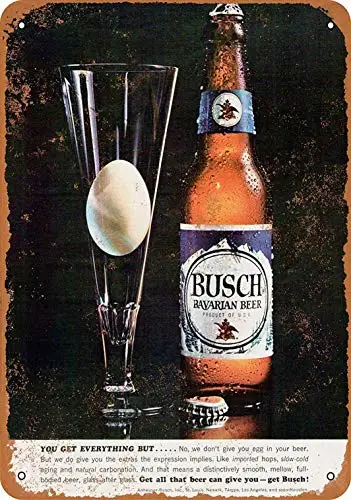 12 x 16 Metal Sign - Eggs in Your Beer Busch Bavarian Beer - Retro Wall Decor Home Decor