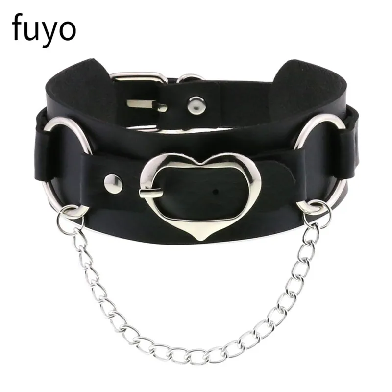 Punk Gothic Black Goth PU Leather Choker Necklace For Women Hollow Heart Rivet Spike Necklaces Chains Festival Party Men Jewelry