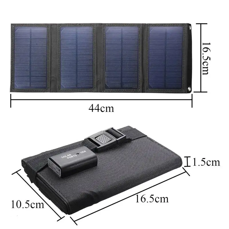 160W Foldable Solar Panel 5V Portable Battery Charger USB Port Outdoor Waterproof Power Bank for Phone PC Car RV Boat