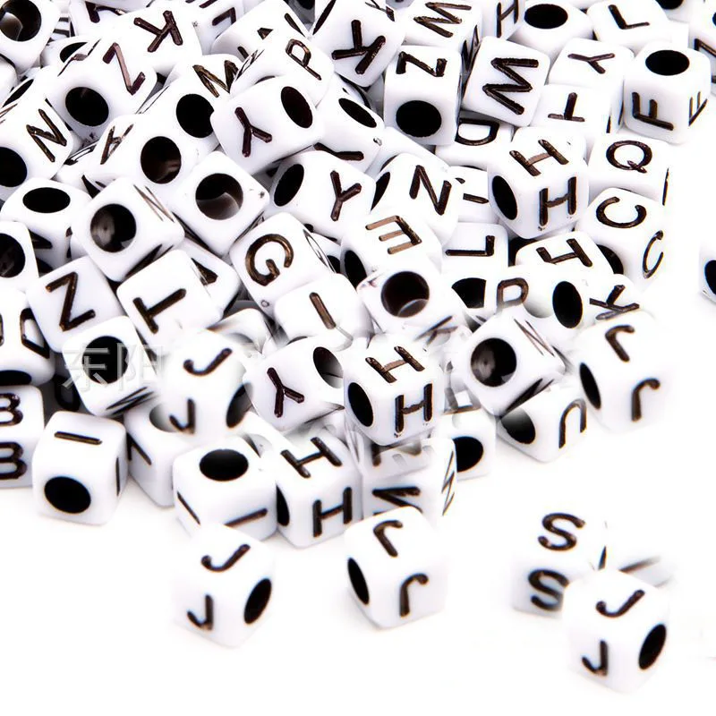 

Wholesale 6*6mm 3100pcs White with Black English Character Initial Jewelry Spacer Beads Ornament Accessories Plastic Alphabets