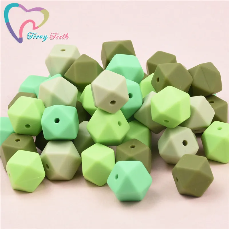 10PCS Sage Green Mix Round 9-15MM Silicone Ball Beads Food Grade Silicone Teether DIY Pacifier Clips Beads Necklace Baby Teether