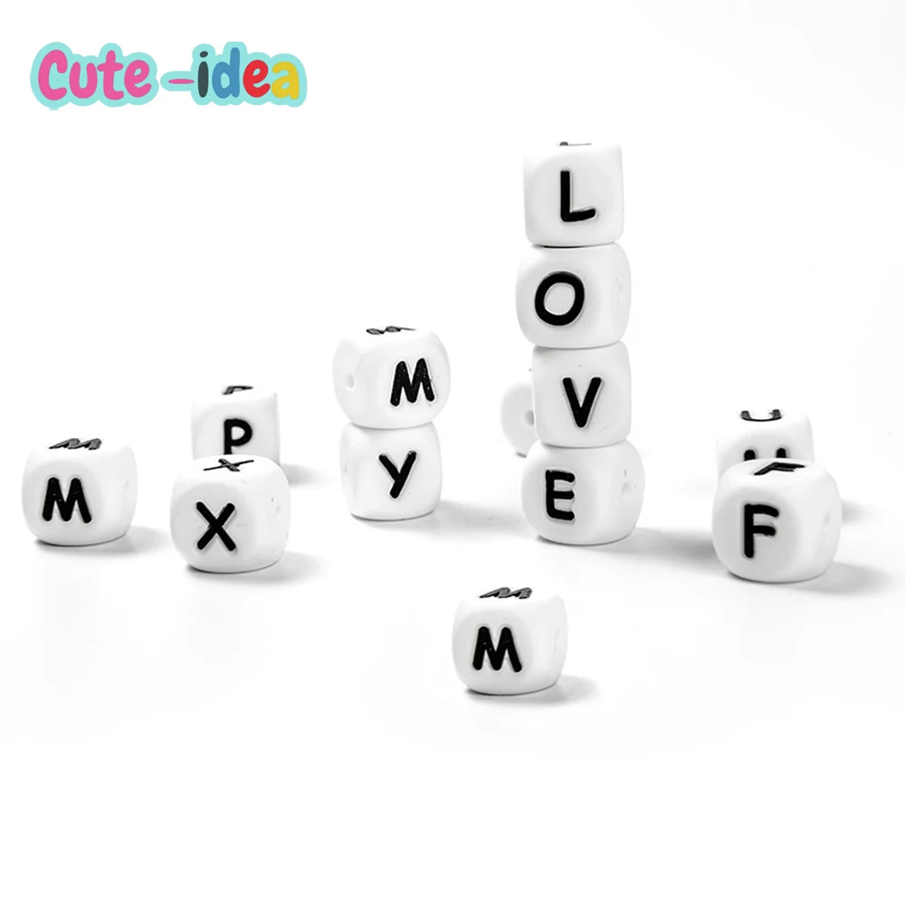 Cute-Idea Silicone Letters Beads 10pcs Baby English Alphabet Beads DIY Personalized Name Pacifier Chain Toys Baby Goods BPA Free