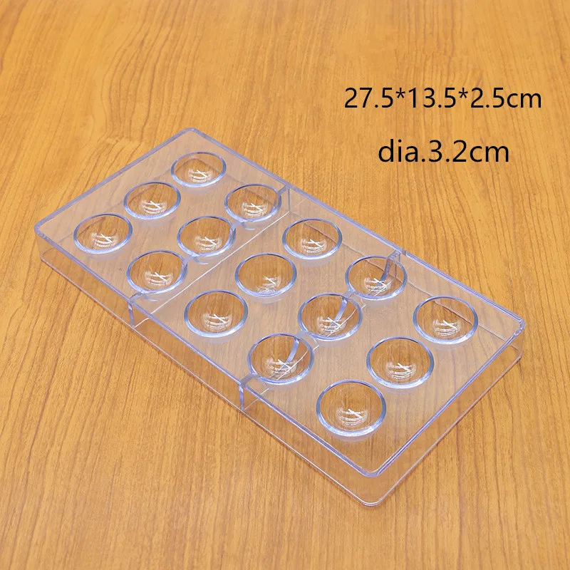 1PC 18/24/32/36 Cavities Halfsphere Shaped Hard Polycarbonate Chocolate Mould PC Candy Pasta Tool Injection PC Cake Mold QA 253