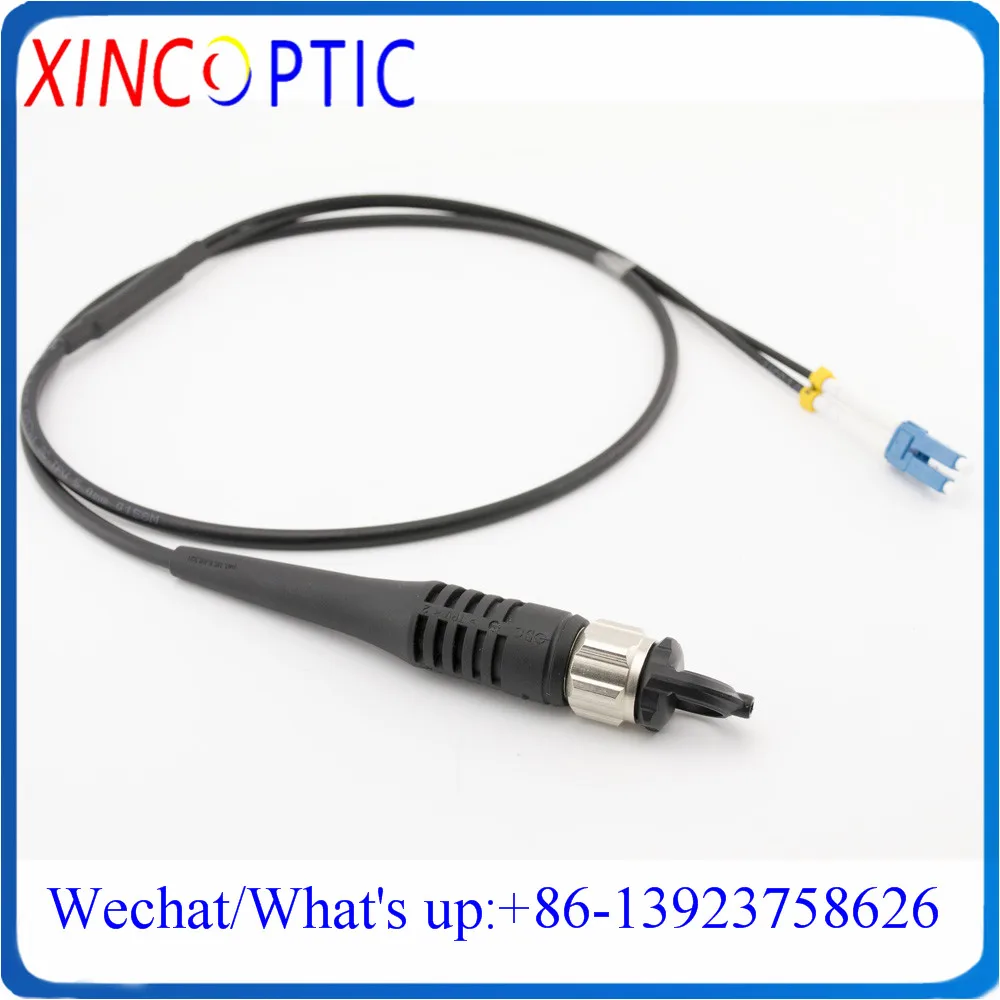 SM,2C,G657A,4.0mm,TPU Armored Cable,0.5/1/2M,2Fibers ODC Round Male to LC/UPC Fiber Patch Cord Connector,15cm from Plug to LC/FC