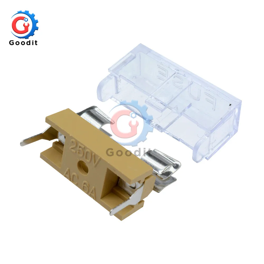 10PCS Panel Mount PCB Fuse Holder Case w Cover 5x20mm With Transparent Cover 5*20 Fuse Holder