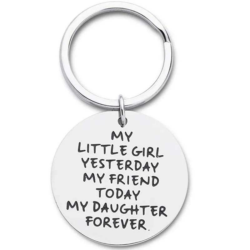 Daughter Gift Keychain From Dad Mom In Law -Inspirational Graduation Gifts Birthday My Little Girl Yesterday My Daughter Forever