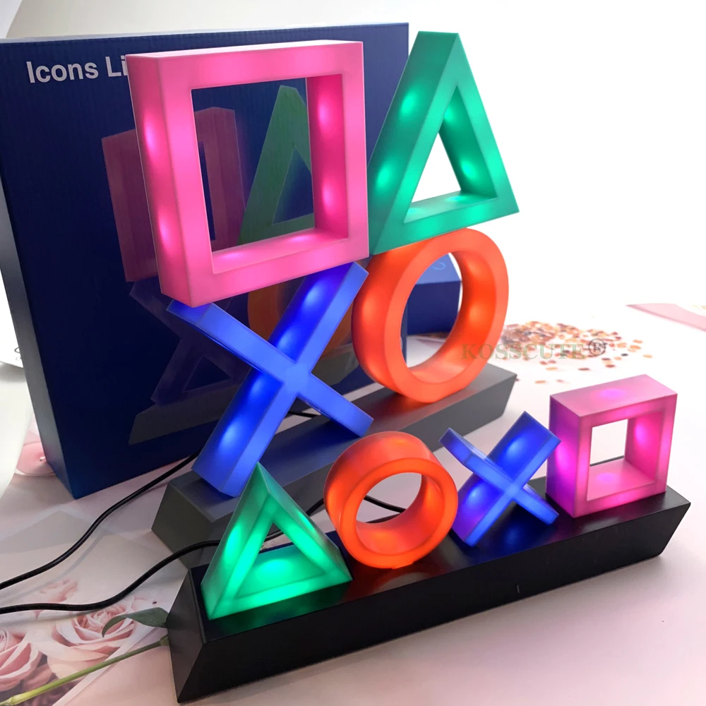 Game Icon Light PS4 Music Playstation Icon Light Voice Control LED Neon Lamp Atmosphere Decoration for Bar USB/Battery Powered