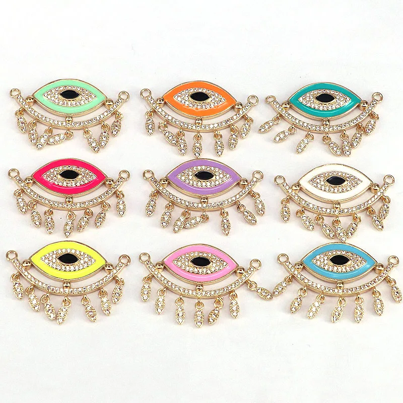 

5Pcs,CZ Micro Pave Enamel Colorful Evil Eye With Teardrop Shape Pendant, Gold Filled Eye Charm,DIY Jewelry Supply, Accessories