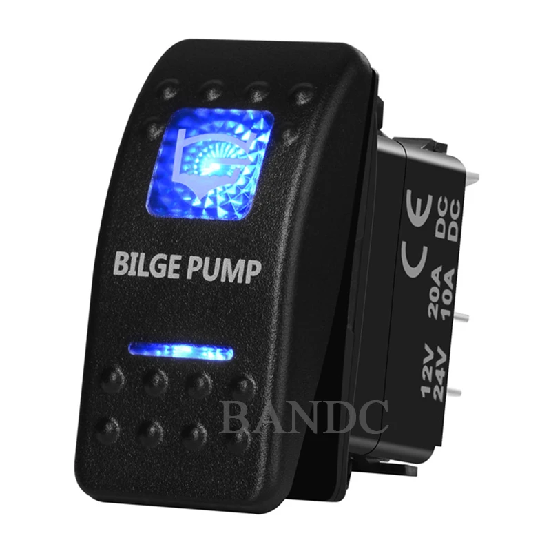 

Bilge Pump Rocker Switch 5P SPST On-Off Illuminated Blue Led Light for Boat Marine Vehicle Yacht Ship, DIY Switch