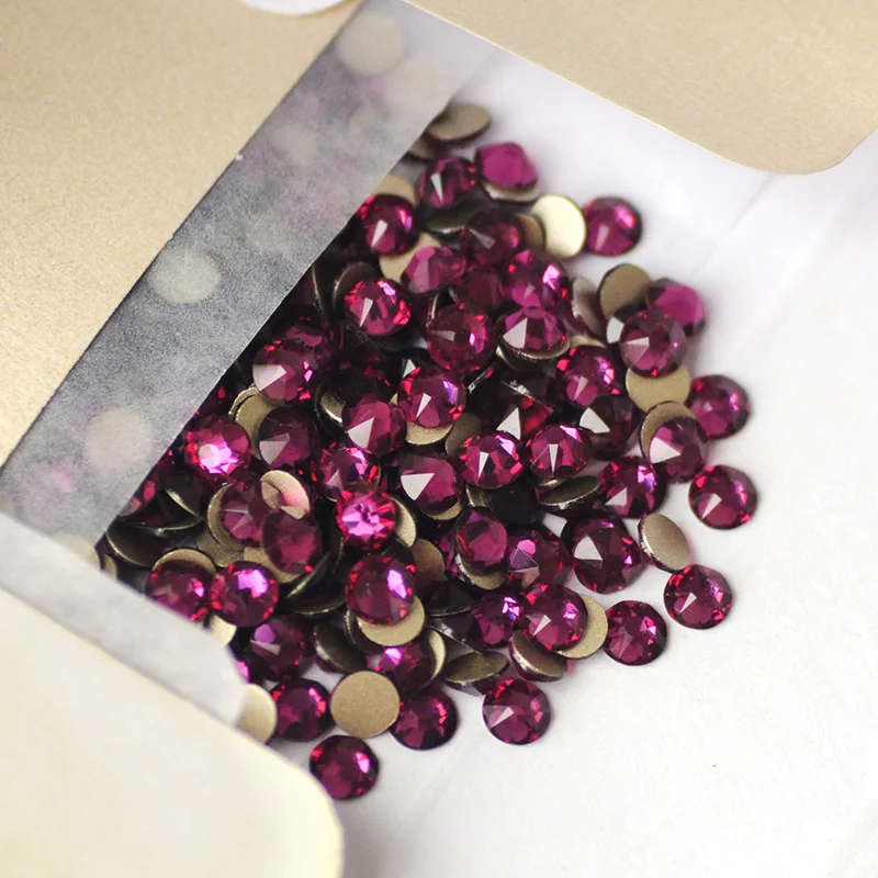 YANRUO 2088NoHF All Sizes Fuchsia Non Hotfix Rhinestones Cold Fixation Glitter Strass Flat Back Glass Crystals For Nails