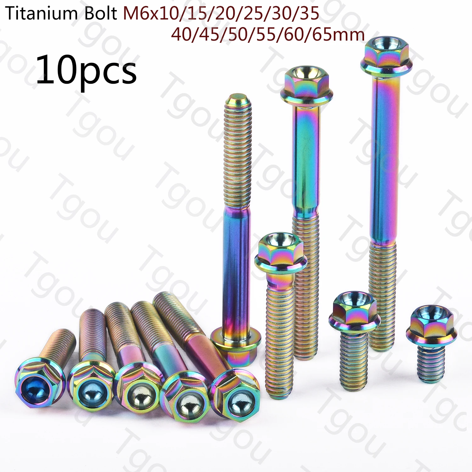 

Tgou Titanium Bolt M6x10 15 20 25 30 35 40 45 50 55 60 65mm Flange Hex Head Screws for Bicycle Motorcycle 10pcs