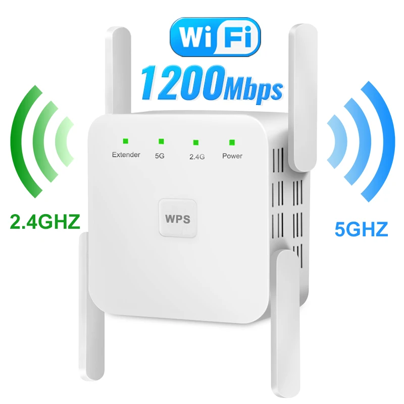 Repetidor WiFi 5G, amplificador de señal, extensor de red, 1200Mbps, 5 Ghz, largo alcance