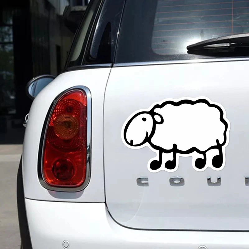 S41113# Various Sizes PVC Self-adhesive Decal White Lacha Sheep Car Sticker Waterproof Auto Decors on Bumper Rear Window