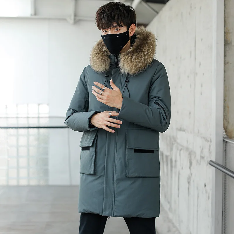 Jacke Koreanische Winter Unten Männer Parkas Verdicken Warme Mäntel waschbären pelz kragen Herren Kleidung Chaqueta Hombre Invierno WPY1215