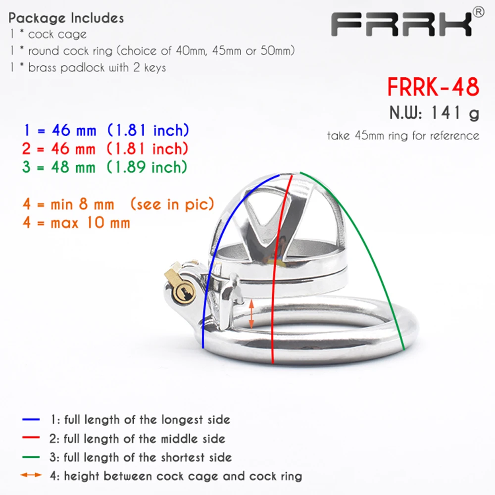 FRRK Small Chastity Belt Lock for Men Metal Cock Cage with Urethral Tube Steel Male Bondage Device Adult Games Erotic Penis Ring