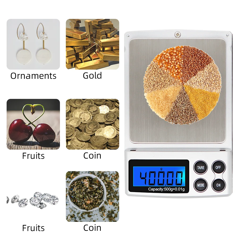 500g x 0.01g/0.1g 1000g/2000g*0.1g digitální hudební stupnice skvost kapsa gáže diamant vážení gram kuchyň měřítcích s podsvícení 30%OFF