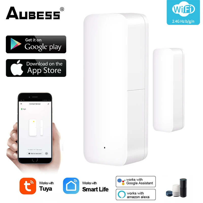 

Tuya WiFi Smart Door Sensor Door Open Closed Detectors WiFi App Notification Alert Sound Security Alarm With Alexa Google Home