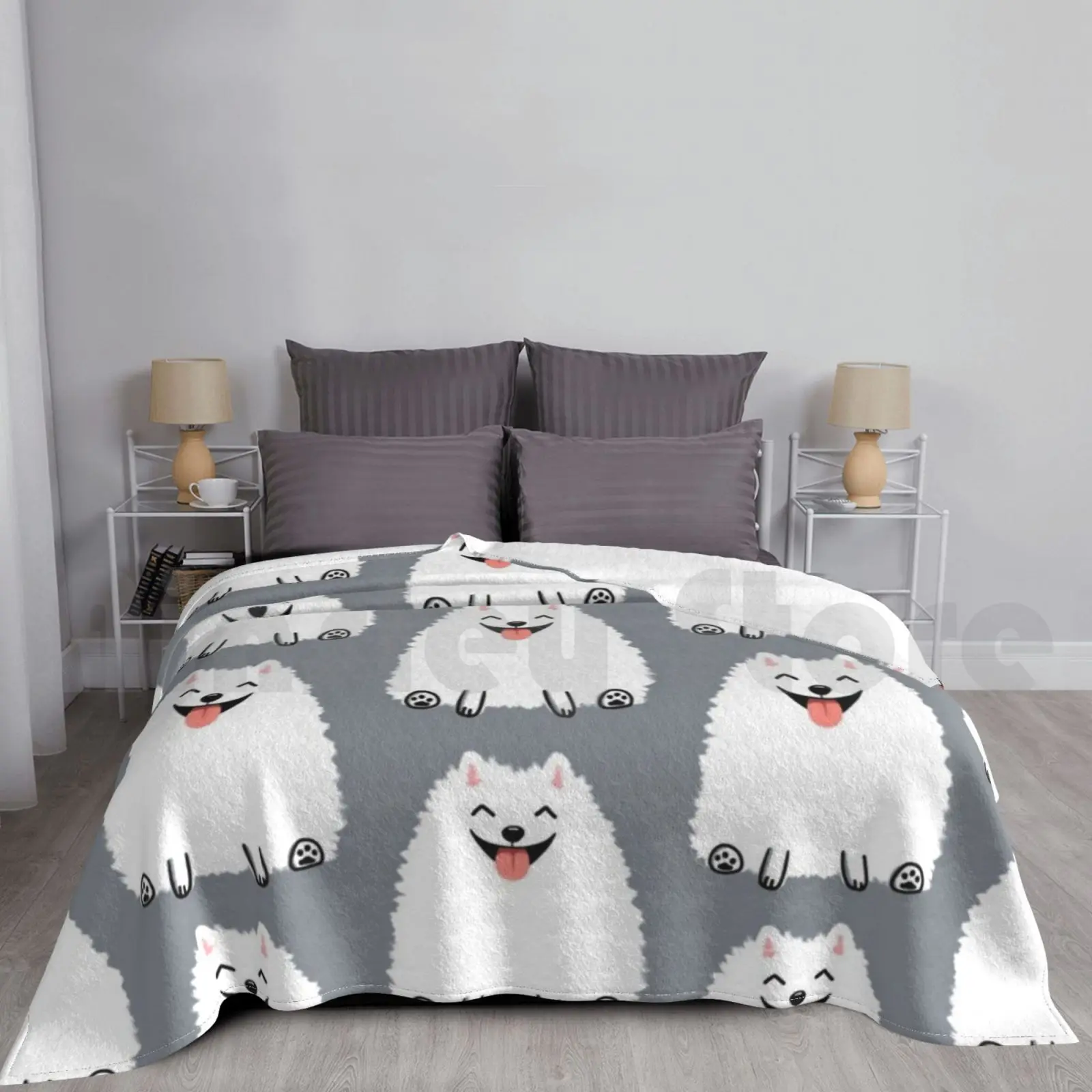 Funny White Pomeranian Blanket Fashion Custom 2365 Pomeranian White Pomeranian Dog Pets Animals Pom Funny