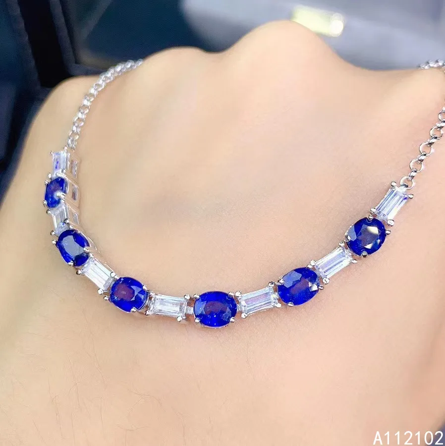 

KJJEAXCMY fine jewelry 925 sterling silver inlaid natural sapphire Girls' popular classic Chinese Style Bracelet support test