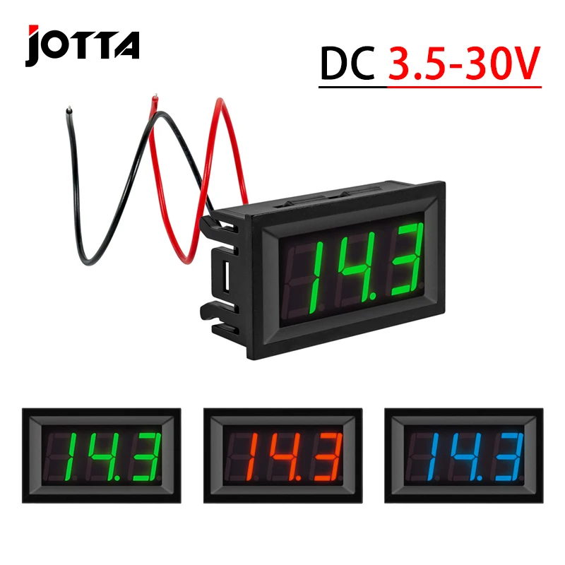 0.56'' Digital Voltmeter DC 3.5V to 30V Voltage Panel Meter Red/Blue/Green For 6V 12V Electromobile Motorcycle Car