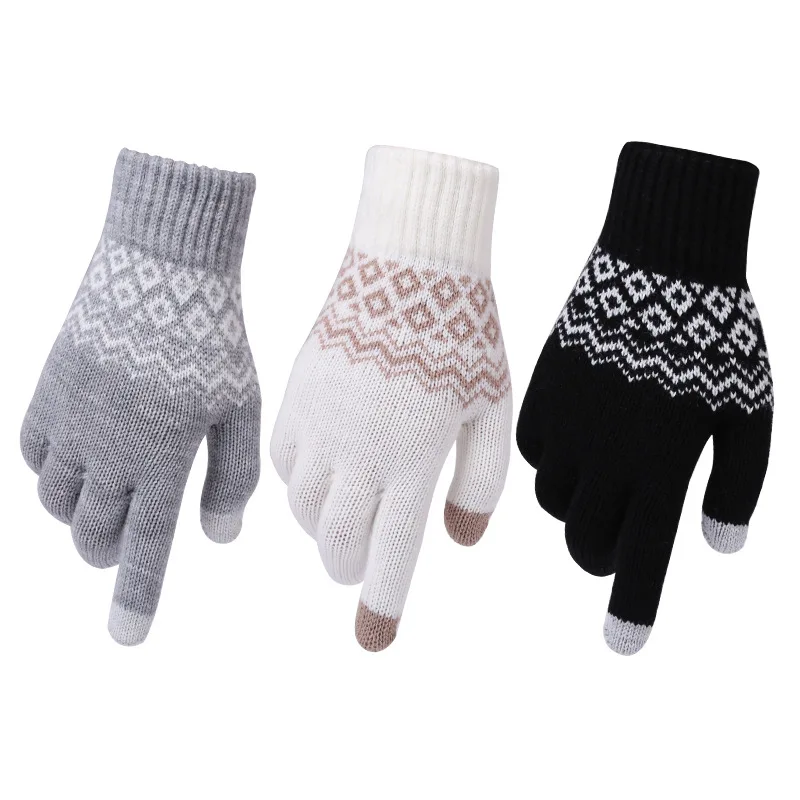 2023 Autumn Winter Warm Thick Men Gloves Winter Cashmere Wool Knitted Gloves Solid Mittens Women\'s Winter Riding Sking Glove