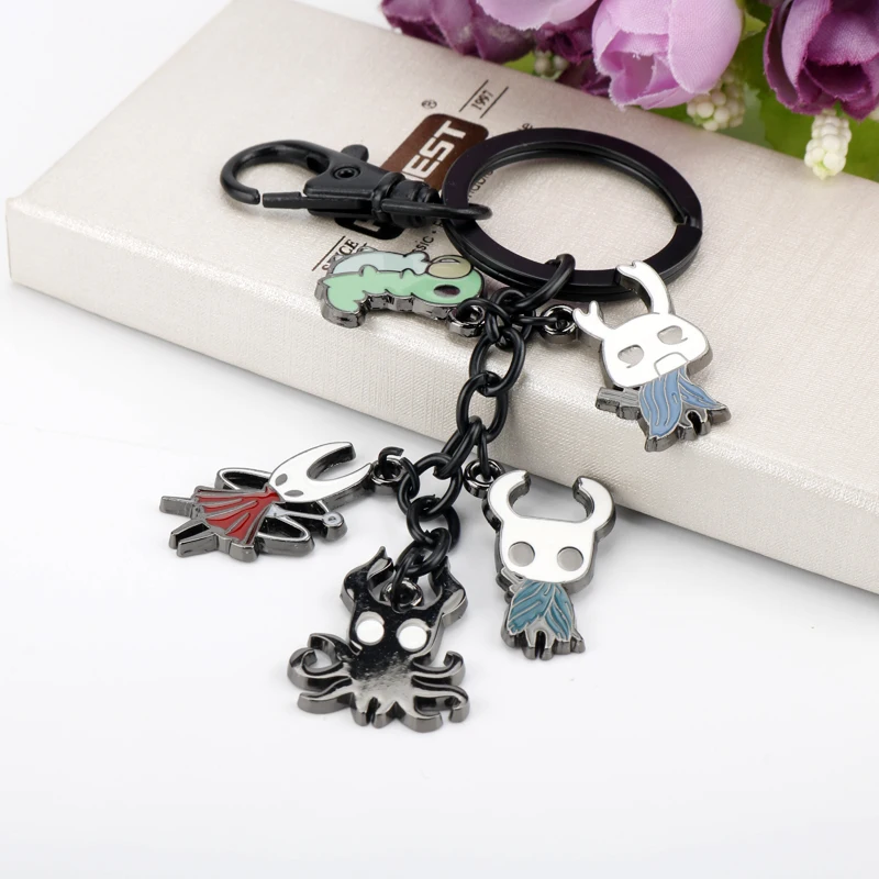 Game Metroidvania Theme Jewelry Hollow Knight Figure Pendant Metal Enamel Keychain Cute Gift