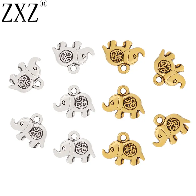 

ZXZ 20pcs Tibetan Silver/Gold Tone 3D Elephant Om Symbol Yoga Charms Pendants for Bracelet Necklace Making