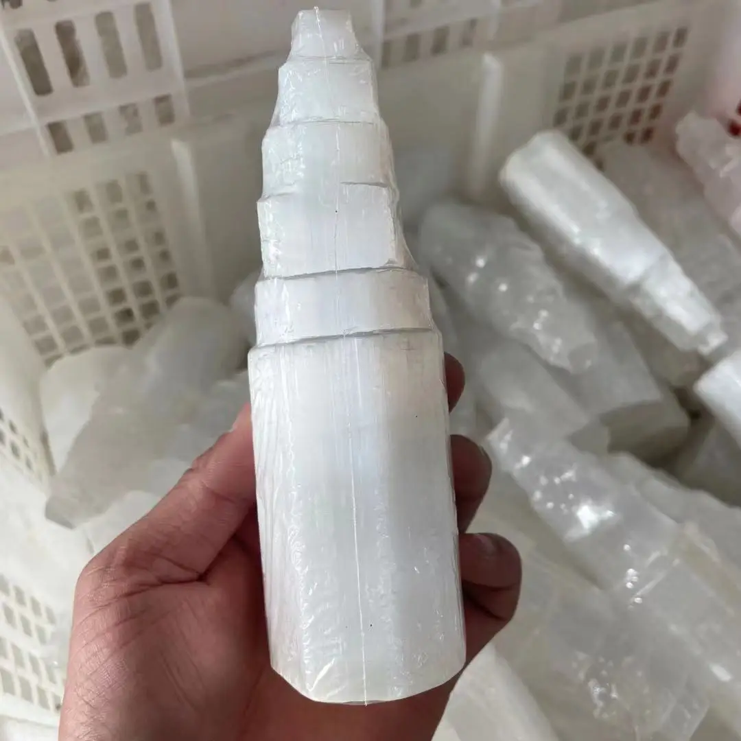 

SELENITE White Gypsum Skyscraper Castle Towers Gypsum Crystal Point