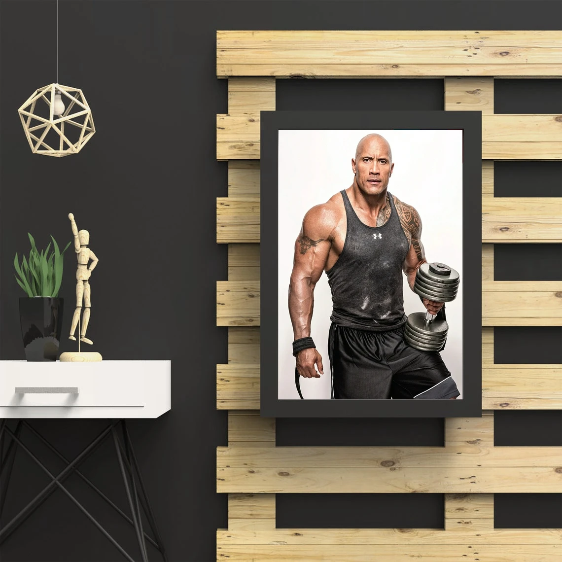 Dwayne Johnson Movie Actor Canvas Poster Hip Hop Rapper Pop Music Star Home Wall Painting Art Decoration (No Frame)