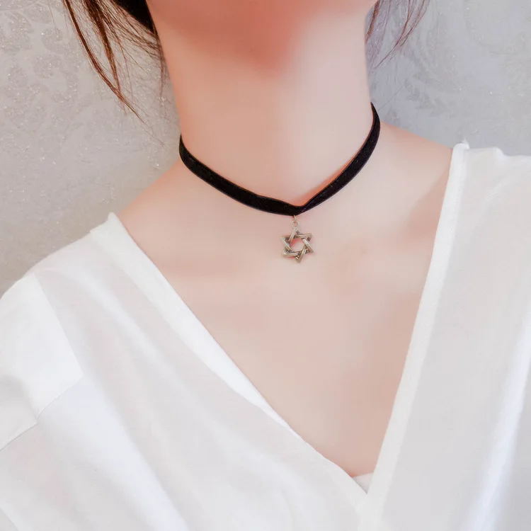 ZRHUA Choker Necklace Black Lace Velvet Strip Woman Collar Party Jewelry Neck Accessories Gold Silver Color Chain Necklaces