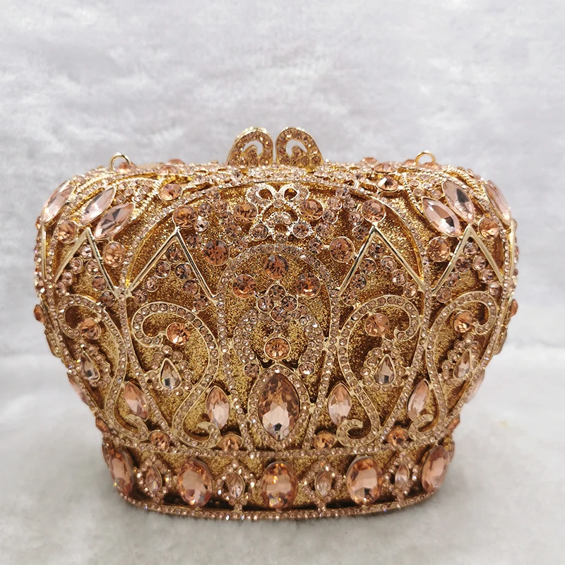 

Champagne Diamond Crown Rhinestone Evening Bag Party Purses And Handbags Luxury Christmas Gift Women Crystal Cluthes