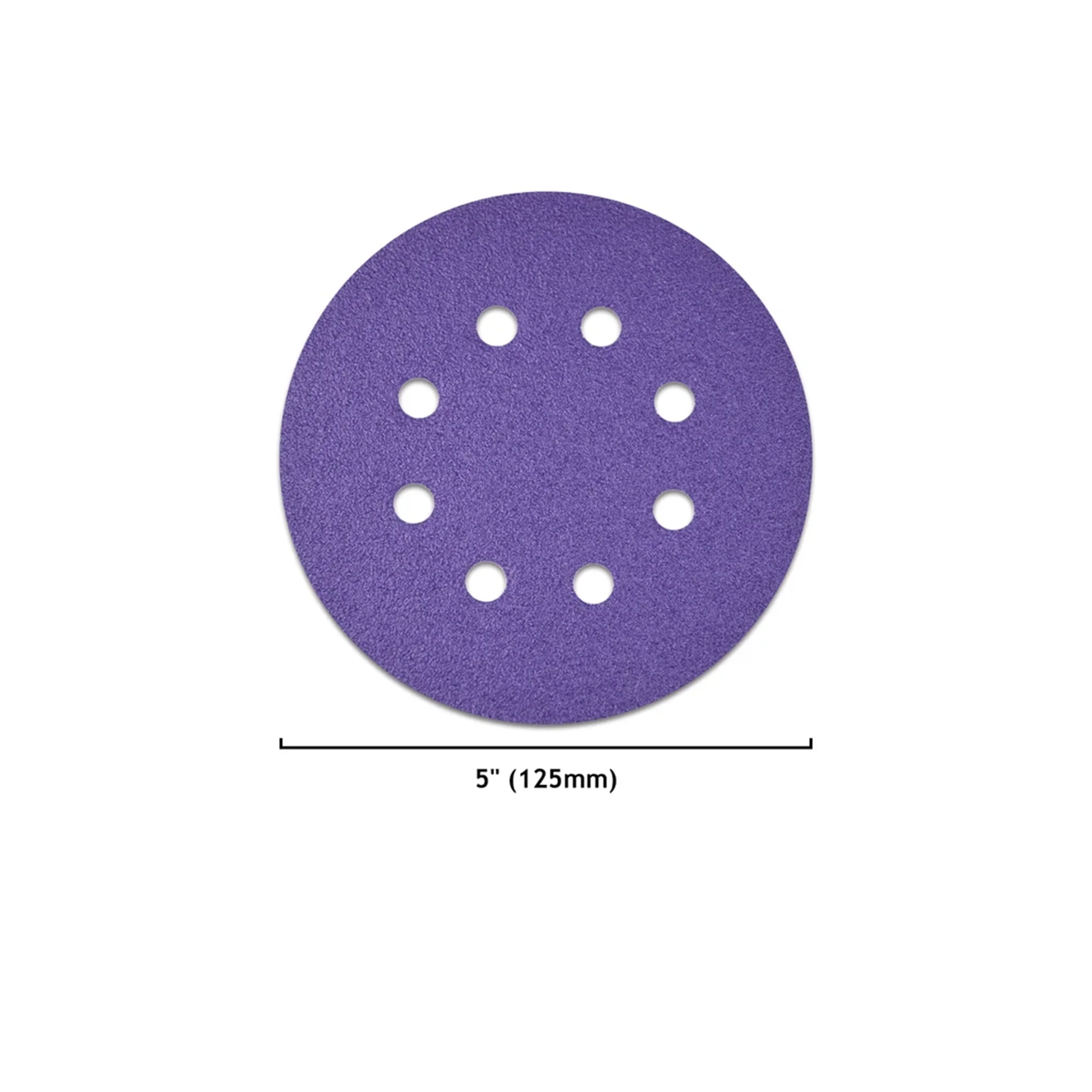 5PCS 5inch(125mm) 8-Hole Hook & Loop Wet/Dry Polyester Film Purple Sanding Discs (60-240 Grit)