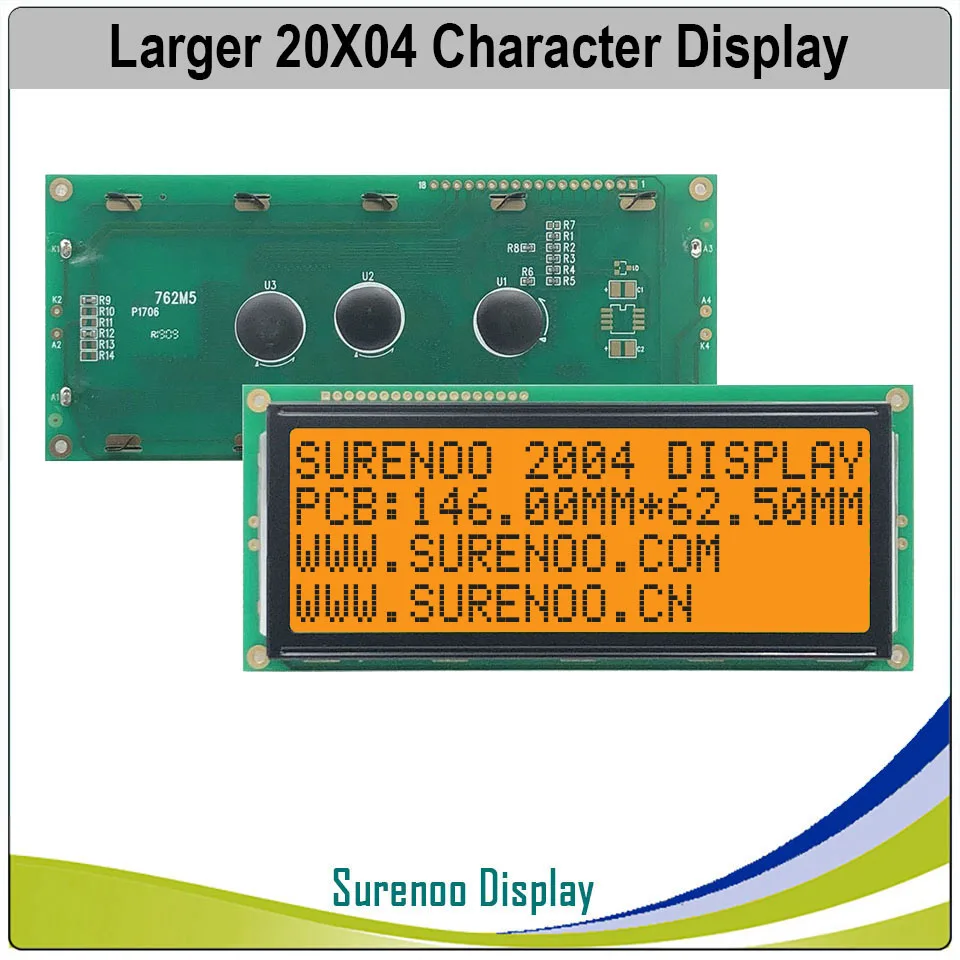 Surenoo Larger 204 20X4 2004 Character LCD Module Display Screen LCM Blue Yellow Green FSTN White LED Backlight English Japanese