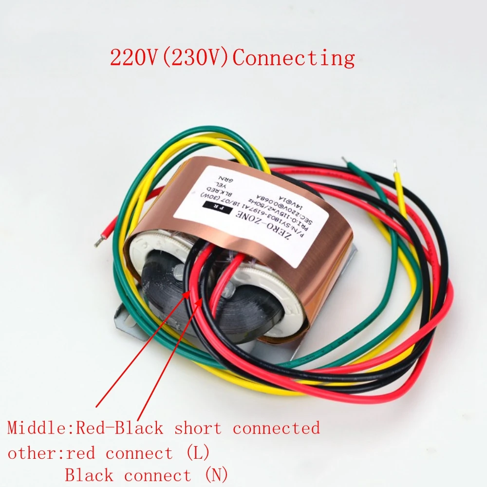 ZERO-ZONE 30VA 30W R-core to PRT Transformer Input 0-115Vx2 or 230V Output 220V 0.068A 14V 1A