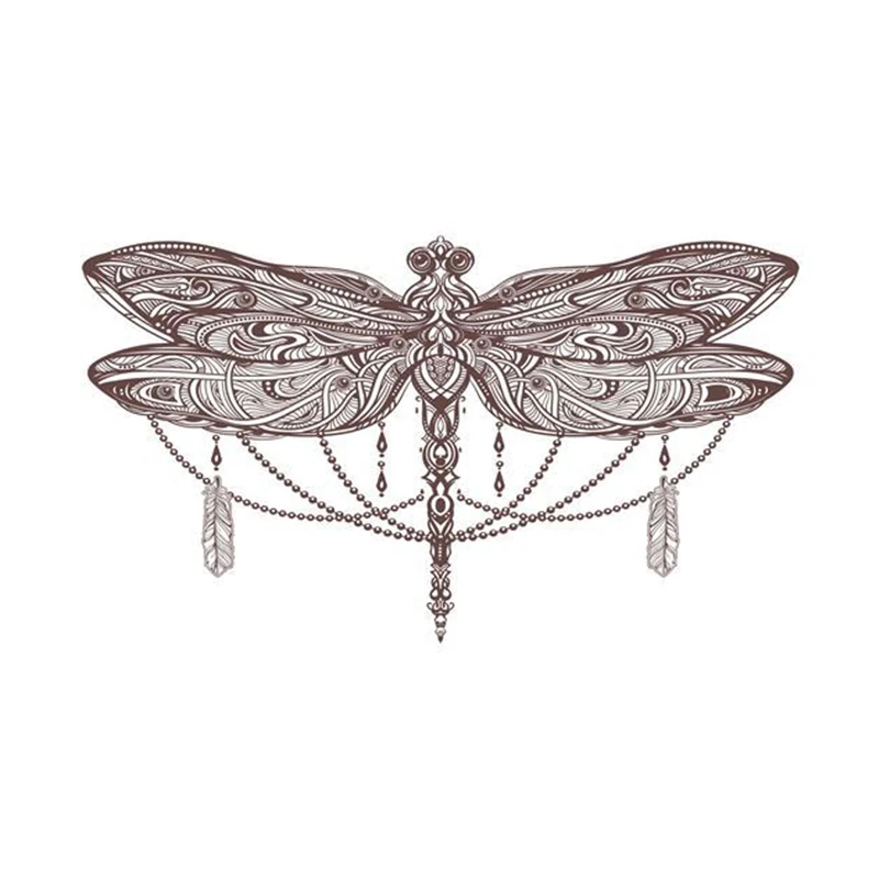 Waterproof Temporary Dragonfly Animal  Waist Chest Totem Cover Simulation Harajuku   Flash FakeTattoo Sticker for Women