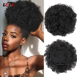 LUPU-Sintético Afro Puff Chignon Hair Bun, Curto Kinky Curly Drawstring Ponytail para Mulheres Negras, Africano Americano Cabelo Pieces