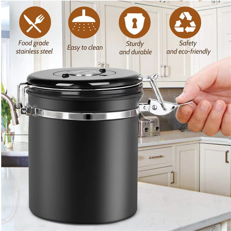 

Stainless Steel Sealed Tank Storage Tank Moisture-proof Coffee Bean Milk Powder Jar Tea Pot Kitchen Grains Storage Box MSDL01