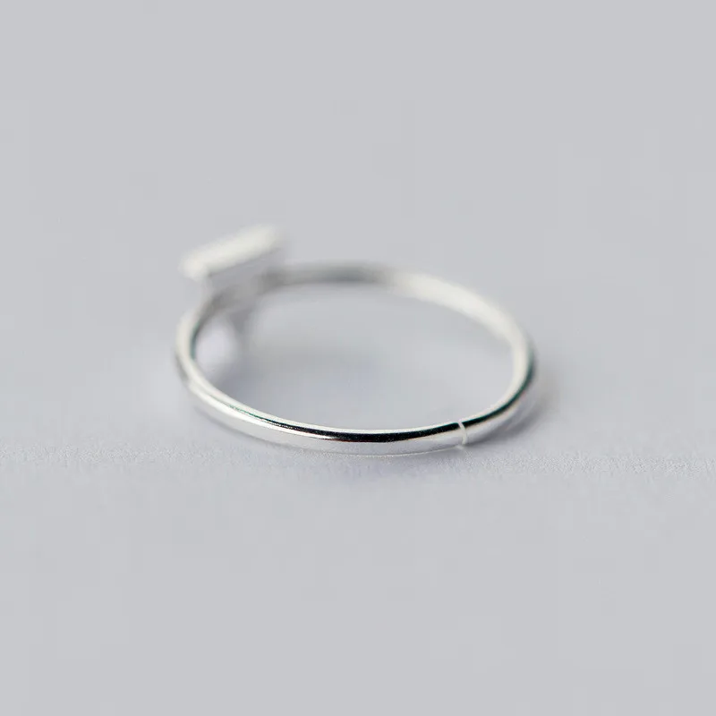 Anillo de Plata de Ley 925 para mujer, sortija ajustable de triángulo de esmalte negro geométrico, joyería fina minimalista para regalo de fiesta