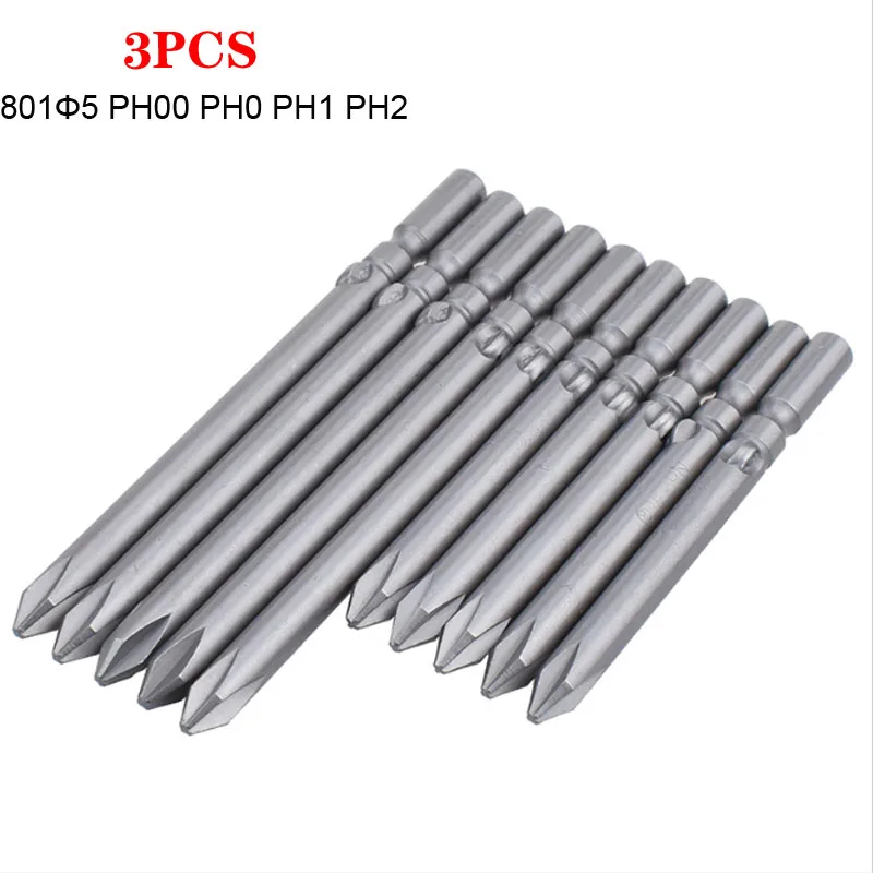 

3pcs 801Φ5 Electric Screwdriver set Bit 5mm Round Shank Head Phillips Driver Bit Magnetic Phillips Cross Screw driver Bits set